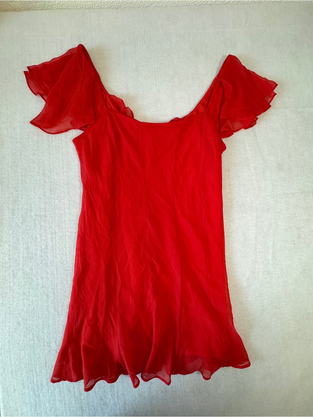 ASOS Red Chiffon Mini Dress with Flutter Sleeves
